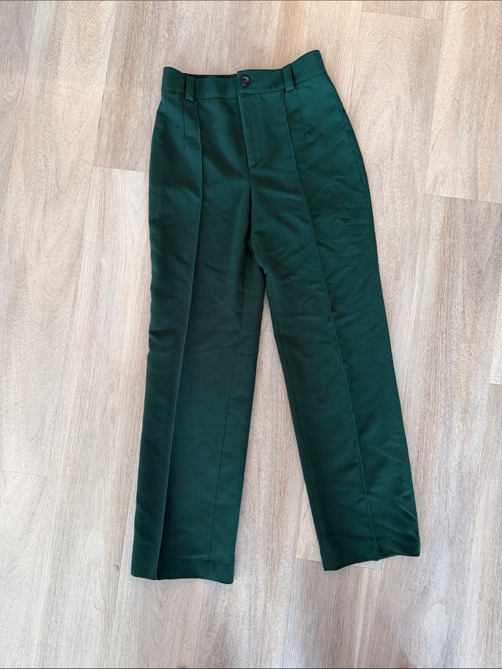 Zara Dark Green High-Waist Tailored Trousers